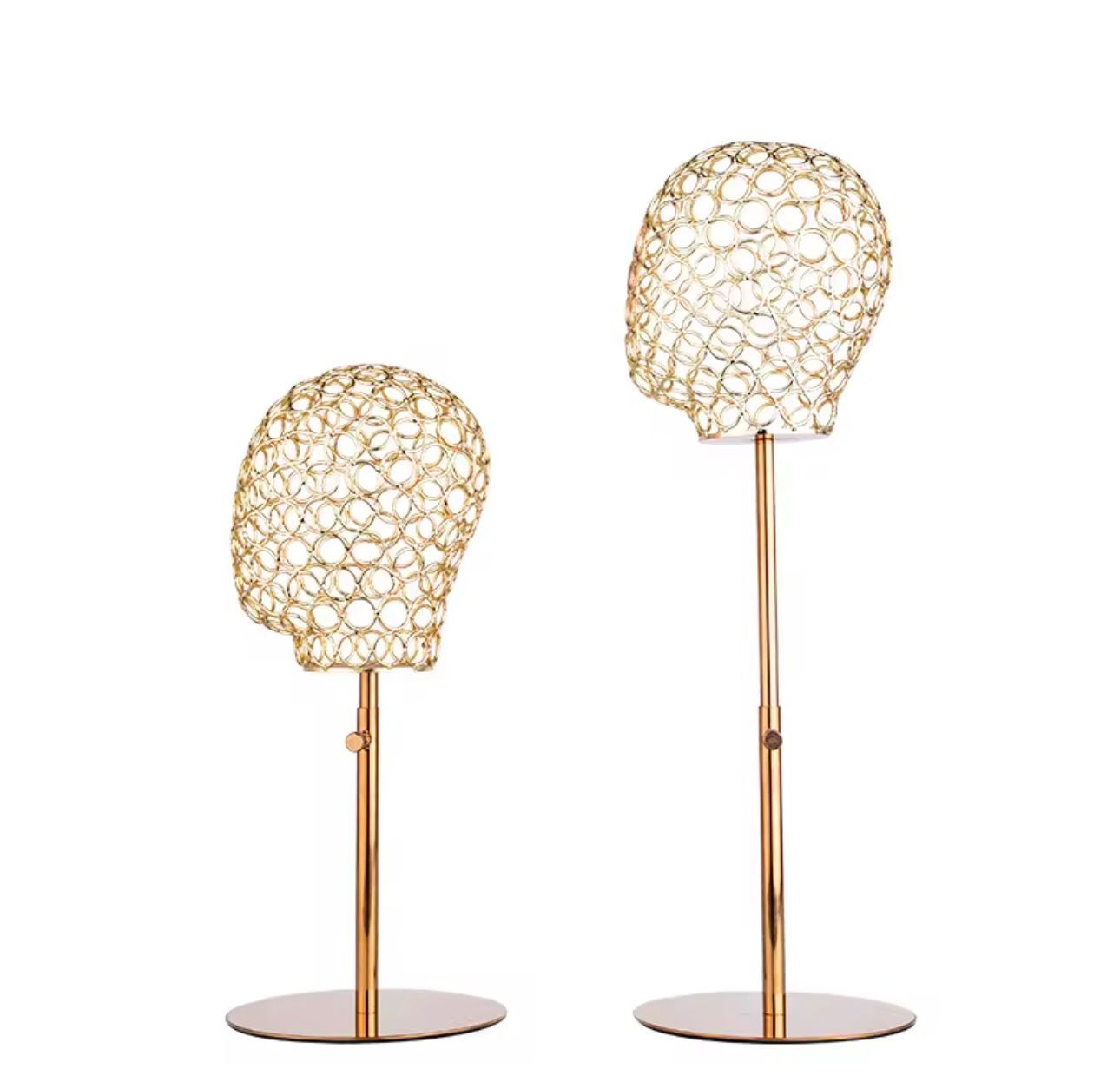 Gold wig head stand
