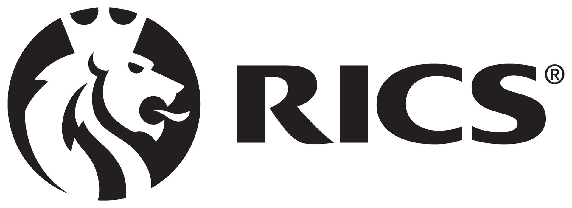 The RICS logo in black and white which demonstrates that this firm is regulated by the RICS, a royal charter.