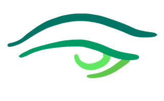 Logo stilizzato a forma di occhio verde con linee curve sovrapposte su sfondo bianco.