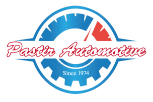 Pastr Automotive logo in blue and red with gear motif and “Since 1974” text