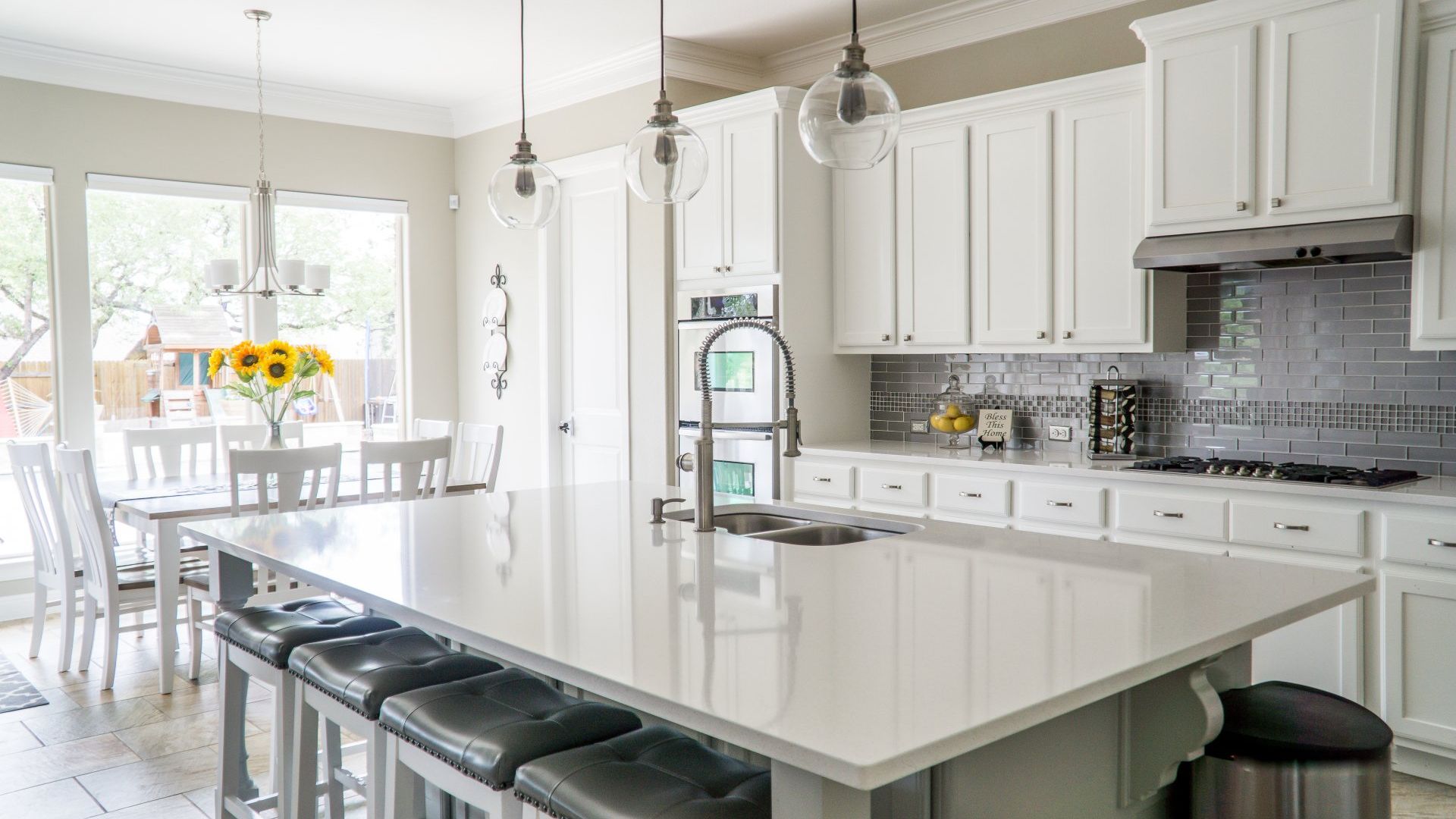 open concept kitchen and cabinets