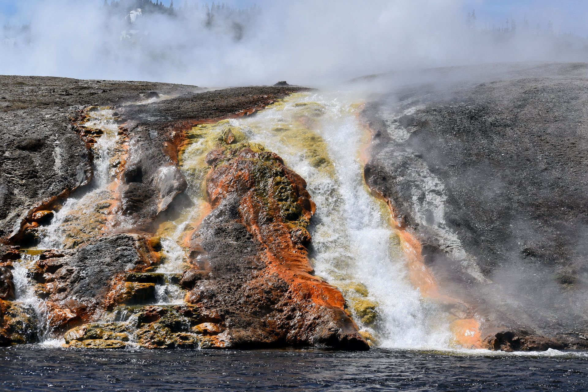 Runoff from Excelsior Geyser into the Firehole River