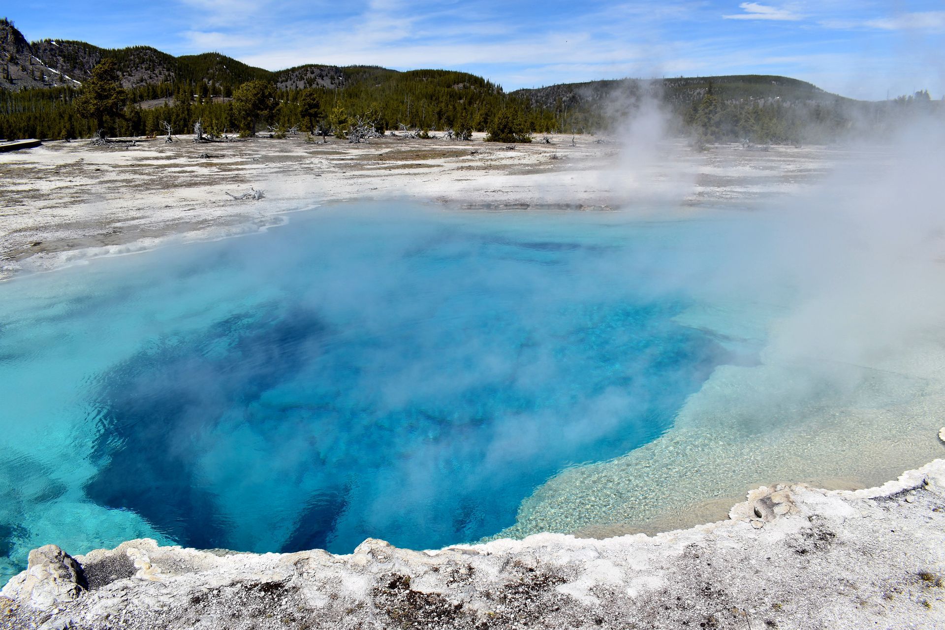 Deep blue hot spring
