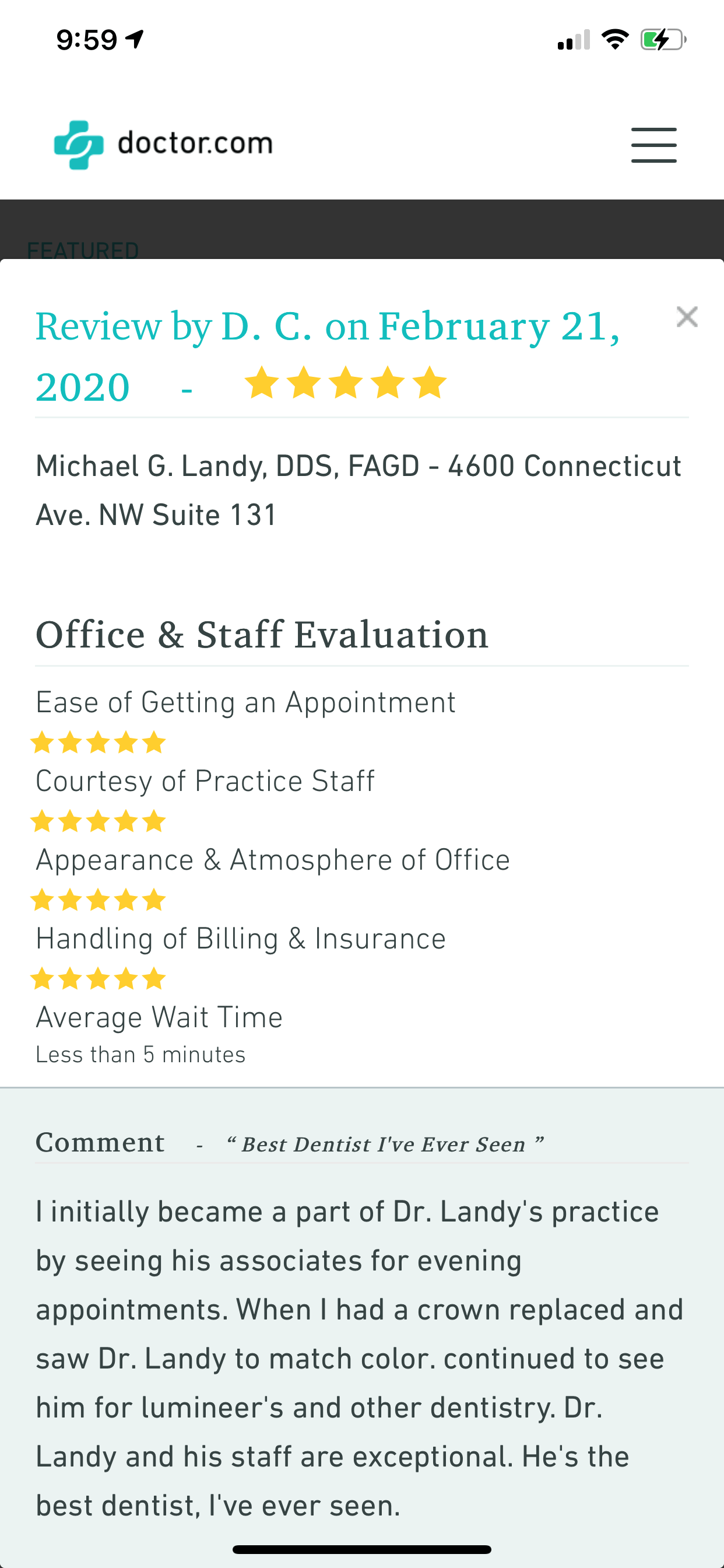 Best Dentist I've Ever Seen — Washington, DC — Michael G. Landy, DDS.