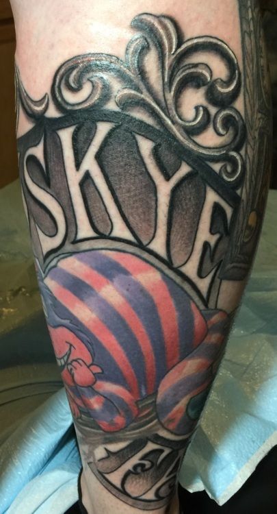 Tattoo on leg with the name 