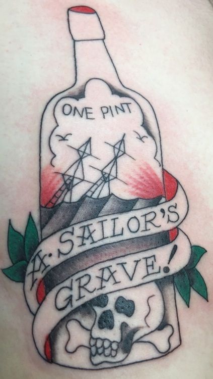 Tattoo of a bottle with 