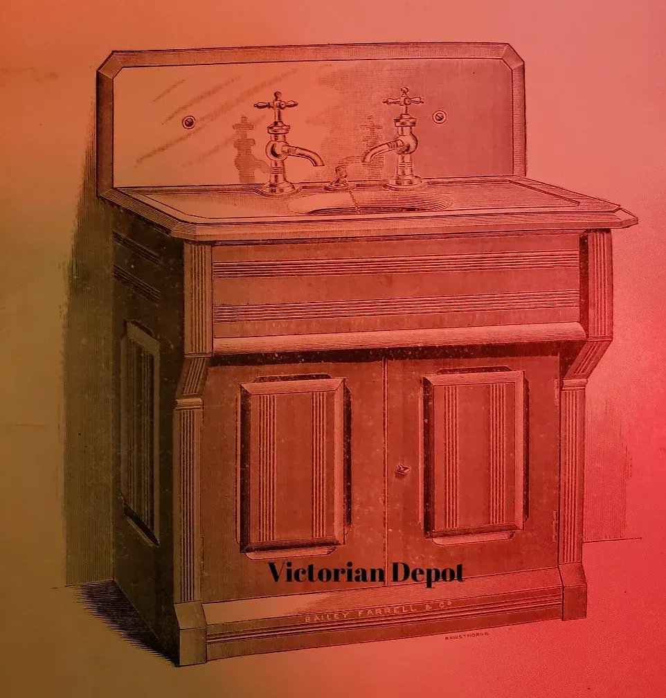A drawing of a sink with the words victorian depot below it