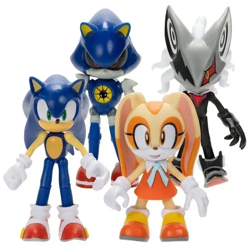 A group of sonic the hedgehog action figures standing next to each other