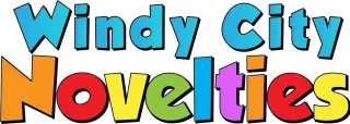 Windy City Novelties A colorful logo for windy city novelties on a white background