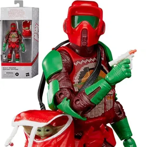 A star wars action figure with a baby in a stroller.