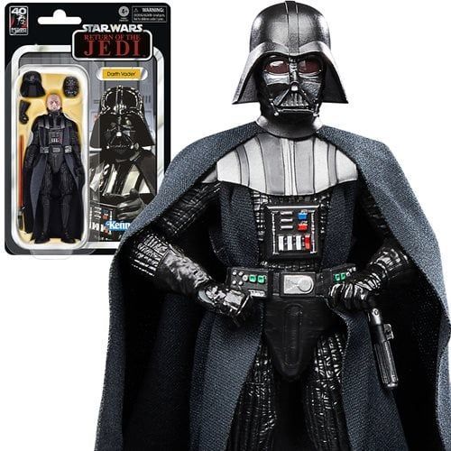 Darth vader is a star wars action figure with a cape.