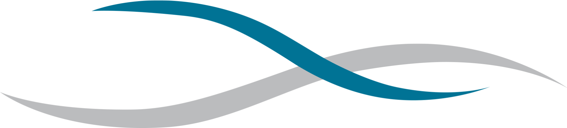 A blue and gray infinity symbol on a white background.