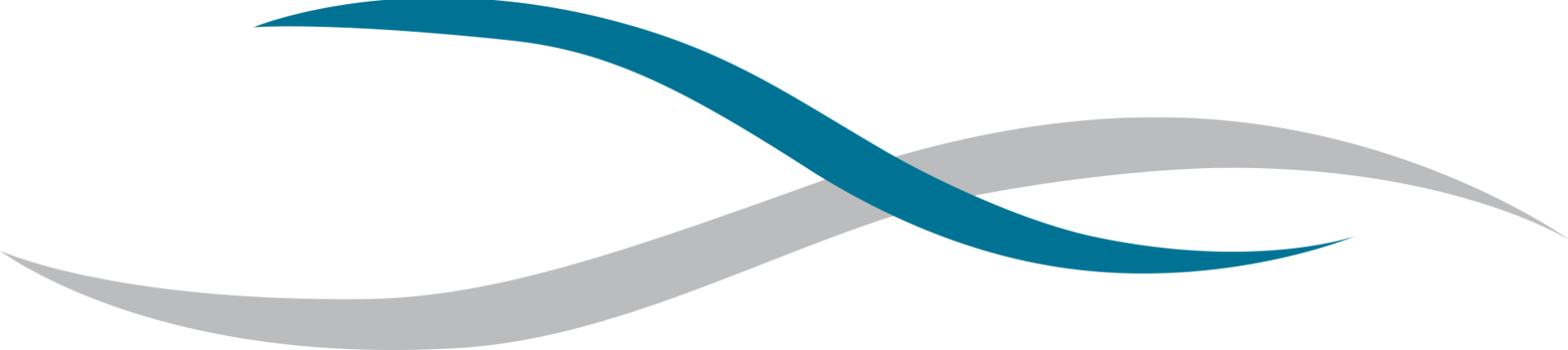 A blue and gray infinity symbol on a white background.