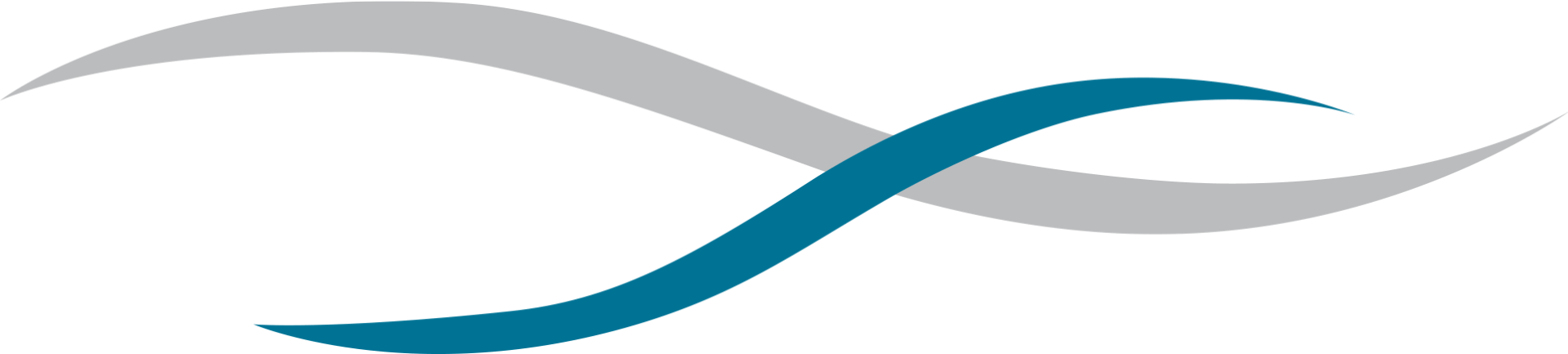 A blue and gray infinity symbol on a white background.
