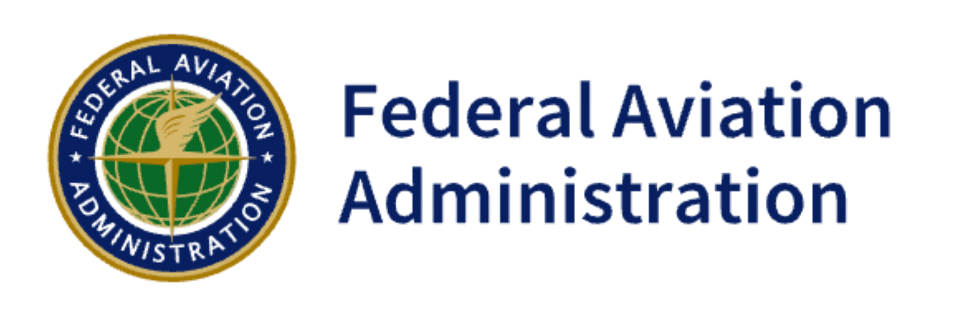 Federal Aviation Administration logo with blue text and circular FAA seal on a white background