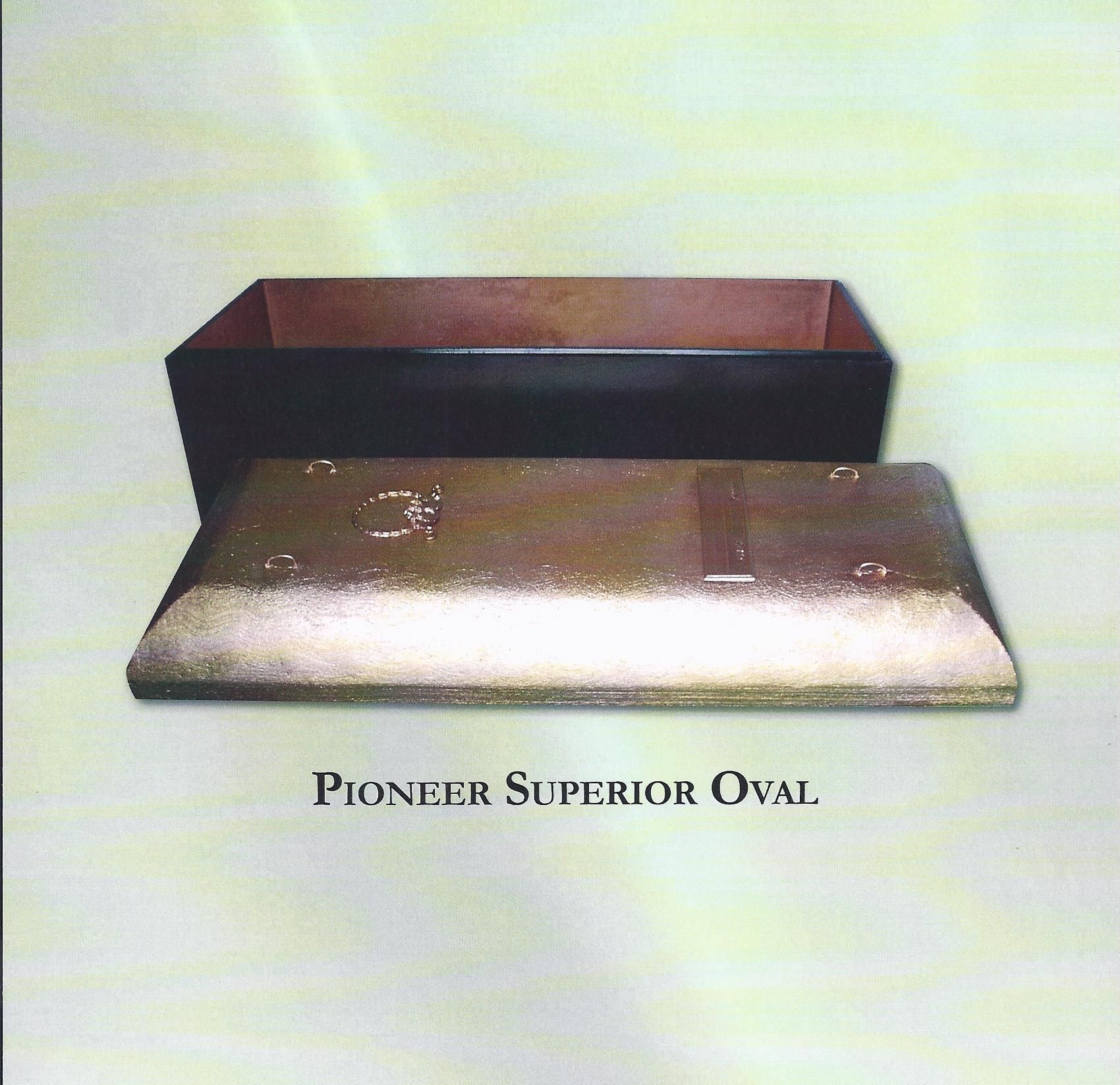 Two open speakers, one brown and one silver, labeled “Pioneer Superior Oval.”
