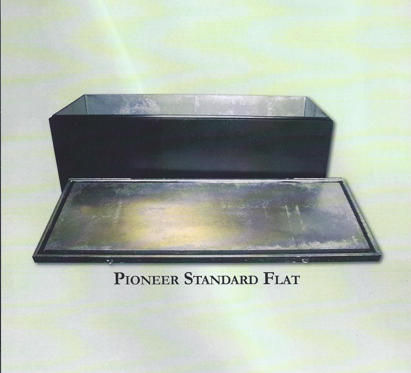 Black rectangular tray or case with silver lid, labeled “Pioneer Standard Flat” on a light background