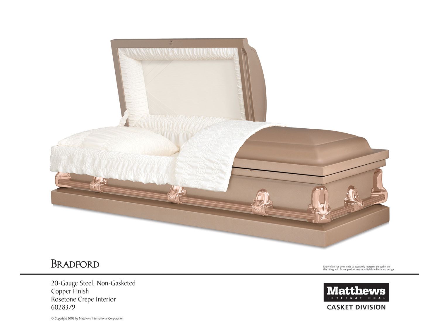 Beige open casket displayed on a white background with a white-lined interior.