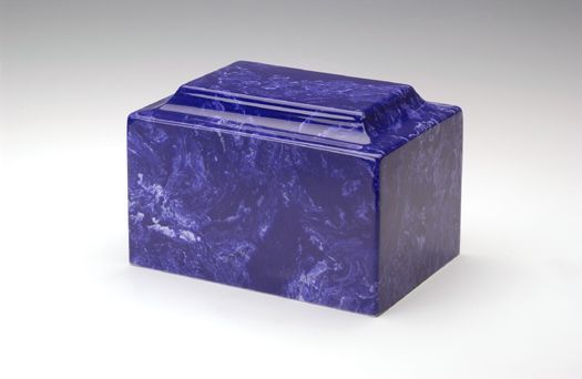 Blue stone box with a lid on a white background