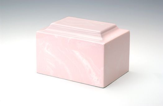Light pink decorative box with a glossy finish on a white background