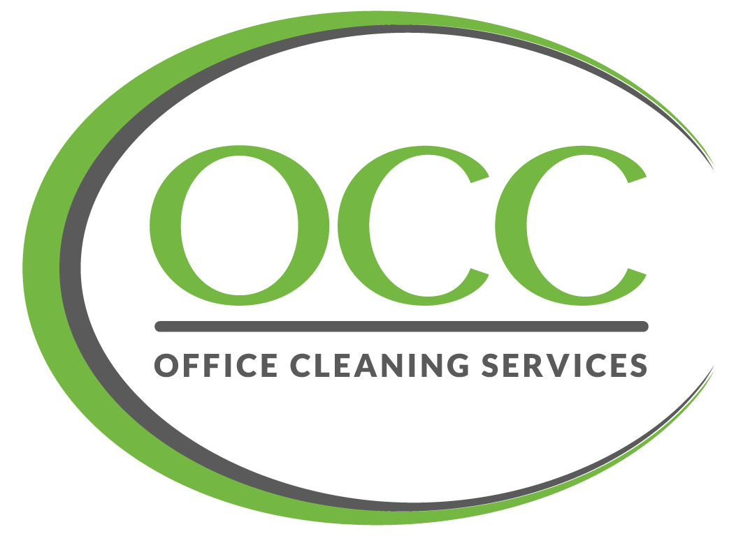OCC Office Cleaning Services logo in green and gray oval design