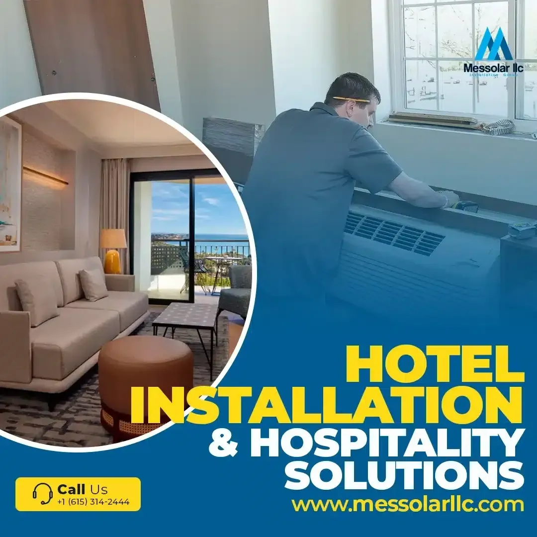An ad for hotel installation and hospitality solutions