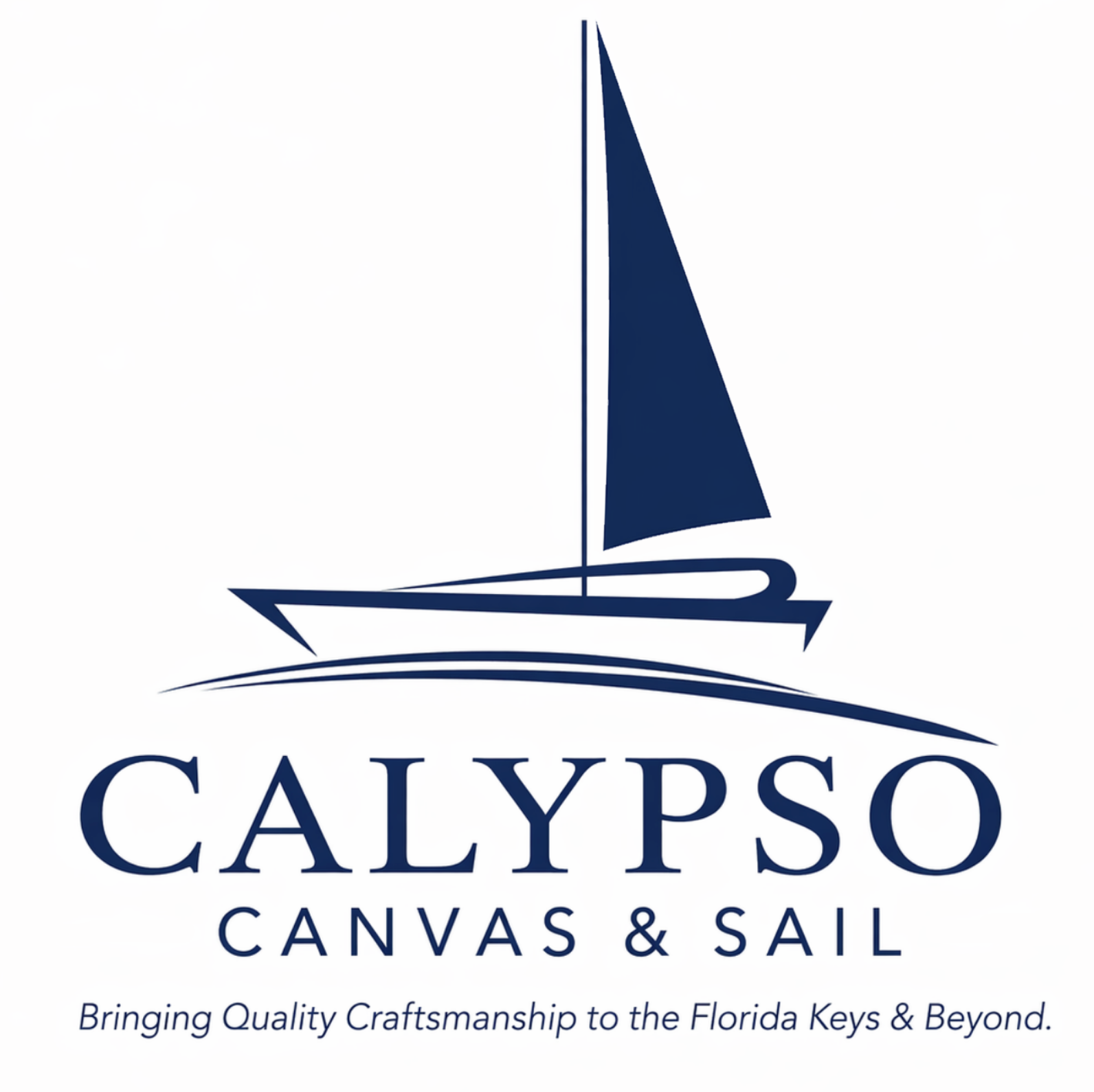 Calypso Canvas & Sail logo with a blue sailboat and tagline “Bringing Quality Craftsmanship to Florida Keys & Beyond.”