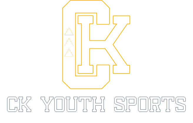 CK Youth Sports logo with outlined yellow CK letters and gray text on white background