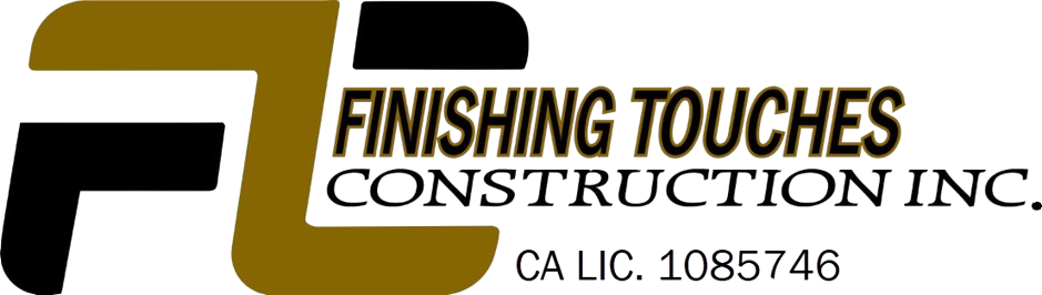 Finishing Touches Construction Inc. logo with black and gold stylized &ldquo;F&rdquo; and &ldquo;TC,&rdquo; CA LIC. 1085746