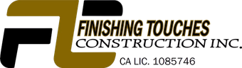 Finishing Touches Construction Inc. logo with black and gold stylized &ldquo;F&rdquo; and &ldquo;TC,&rdquo; CA LIC. 1085746