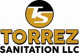 Torrez Sanitation LLC logo with gold-and-black TS emblem and bold text.