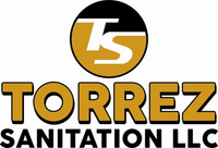 Torrez Sanitation LLC logo with black, gold, and white TS emblem and bold company name