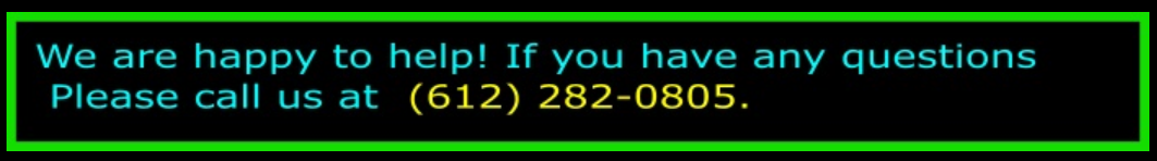 Text box with the message: