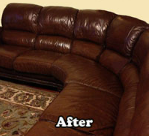 Brown leather sectional sofa.