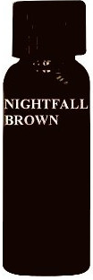 A small brown bottle with the words