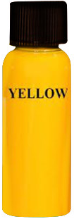 Yellow paint bottle with a black cap.