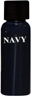 A bottle of navy-colored paint with