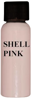 A small, light pink paint bottle with