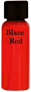 Bottle of Blaze Red paint with a black cap.