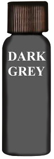 Bottle of dark grey paint with white text labeling the color.