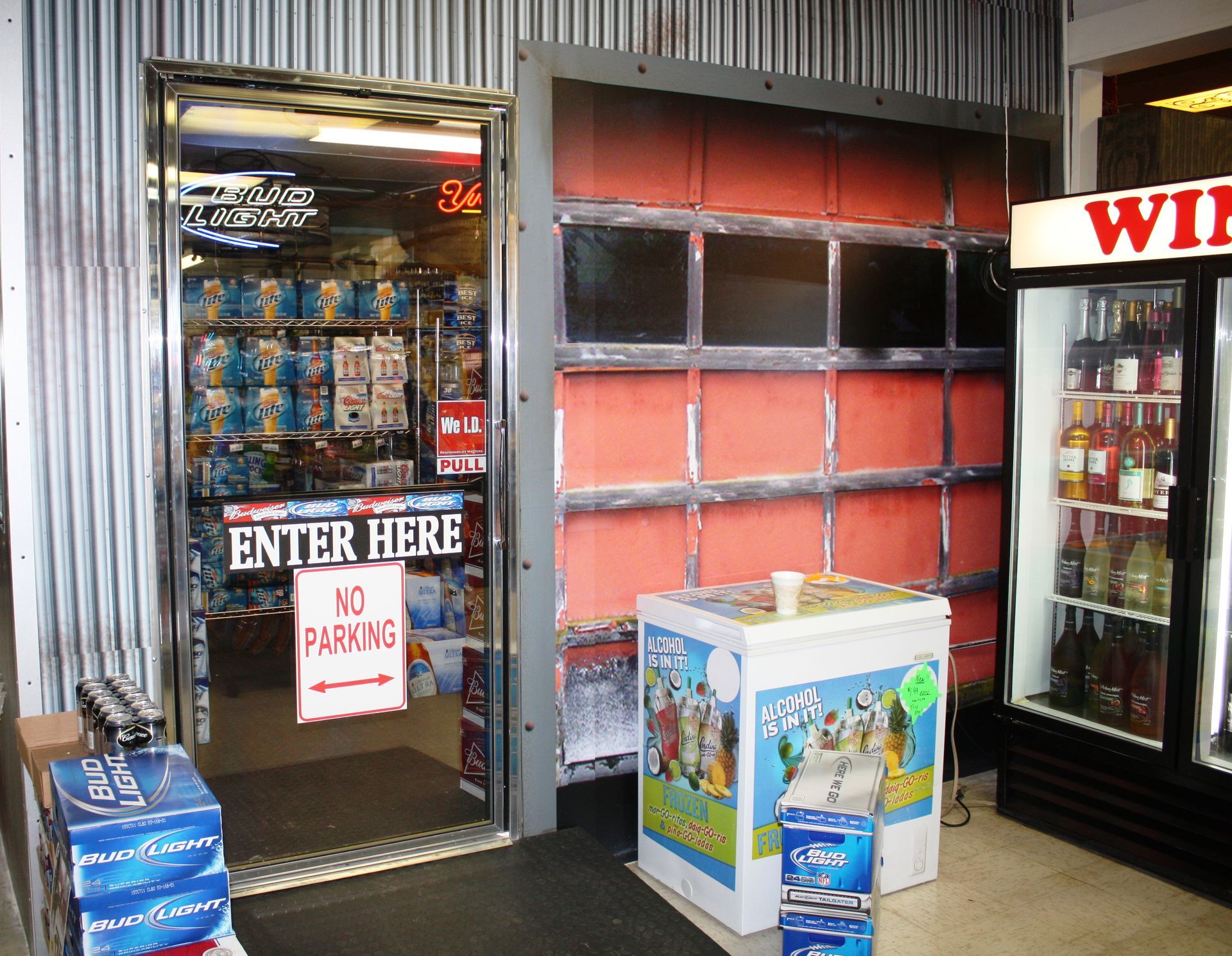 Store entrance with a glass door, a