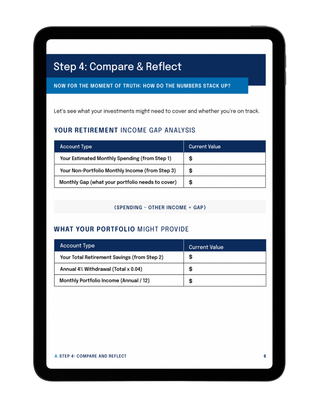 Retirement Readiness Snapshot Tablet Mockup -- Cover Page