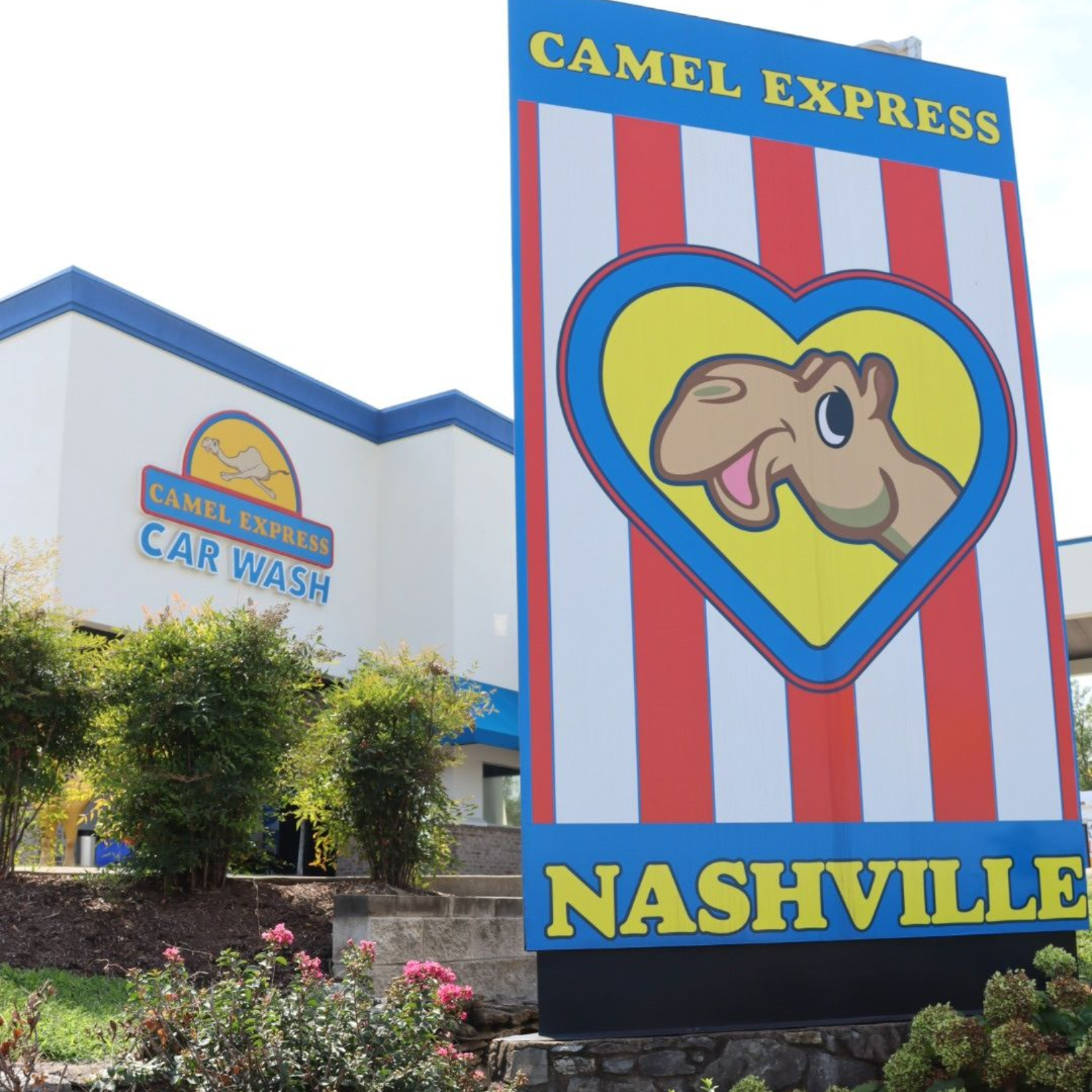 Camel Express Car Wash Best of Nashville Tennessee award on banner outside of carwash