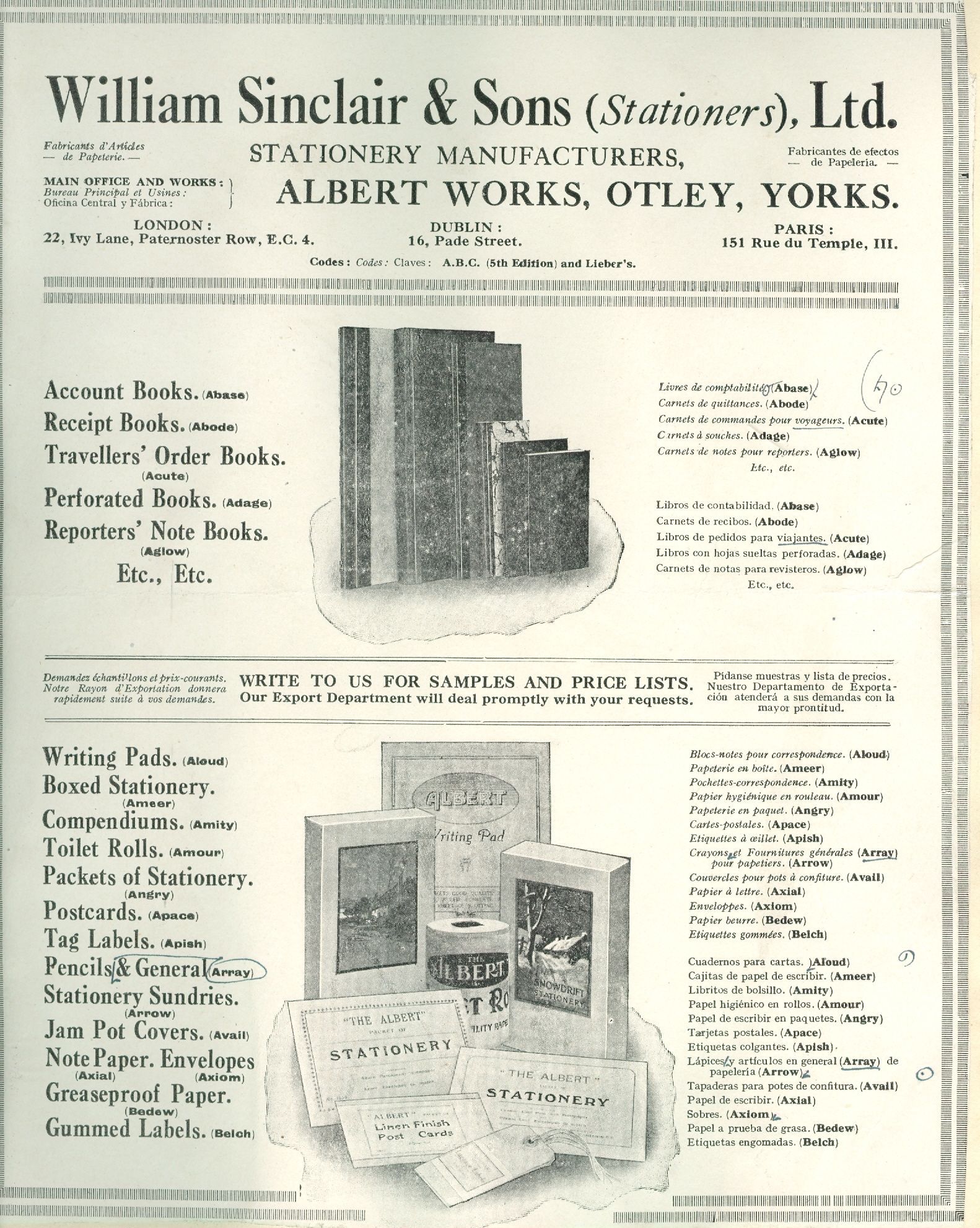 Advert from 1922