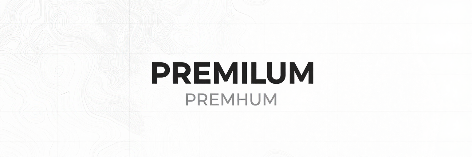 Logotipo negro “PREMILUM” con la palabra “PREMHUM” en gris más pequeña centrada sobre fondo blanco.
