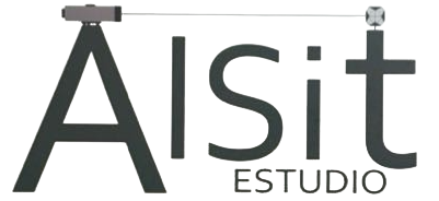 Logotipo de Aisit Studio en negro y gris con una “A” estilizada y “STUDIO” debajo de “Aisit”.