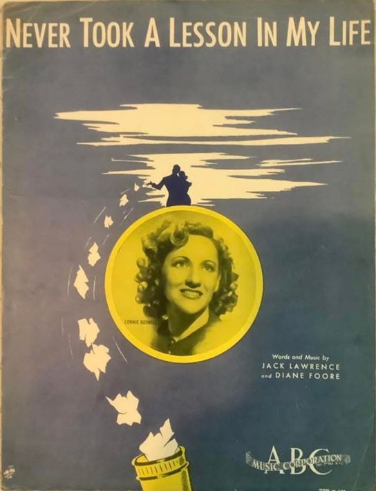 Vintage poster met een geel portretmedaillon en de tekst 