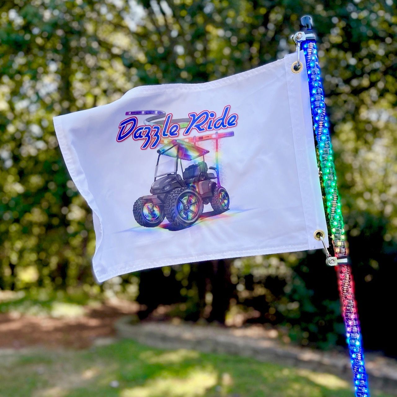 LED RGB off-road truck cab lights with an American flag display and remote app control shown.