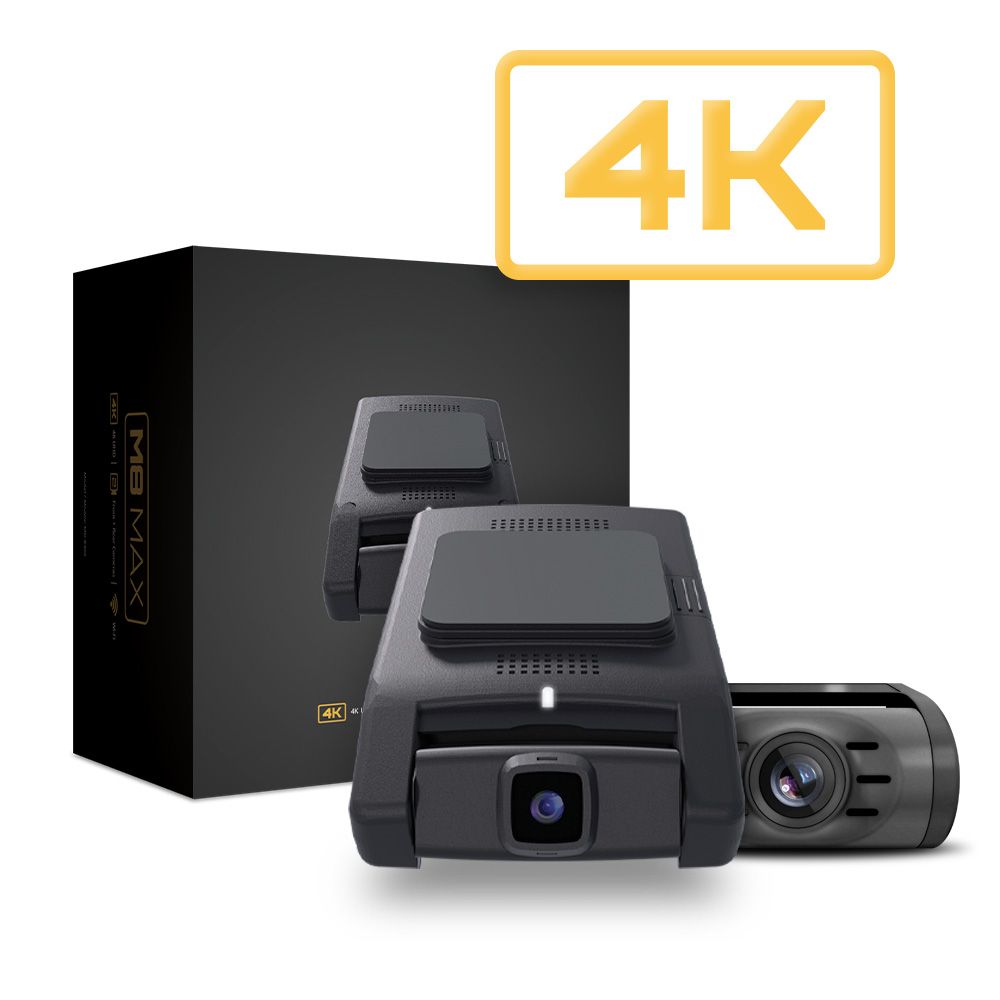 Two Alpine car dash cameras, one front-facing and one rear-facing, connected by a cable
