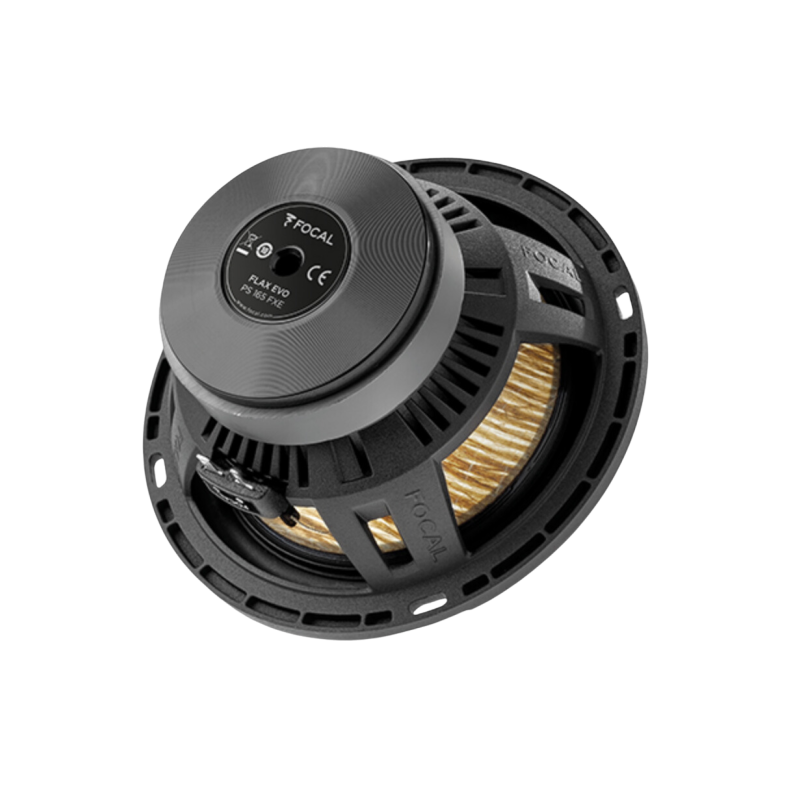 Focal car audio speakers and subwoofer set, shown front-facing on a white background